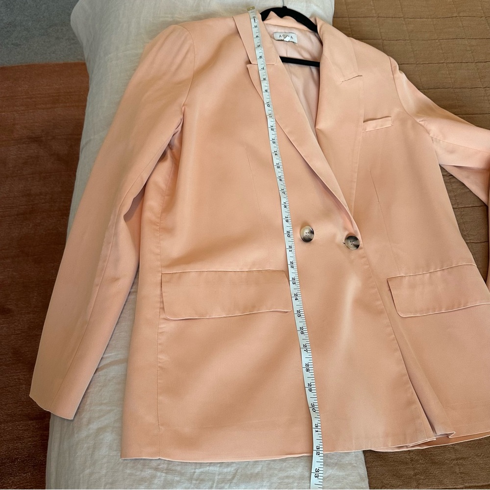 Blush Peach Single-Button Notch Lapel Blazer - Picture 12 of 16